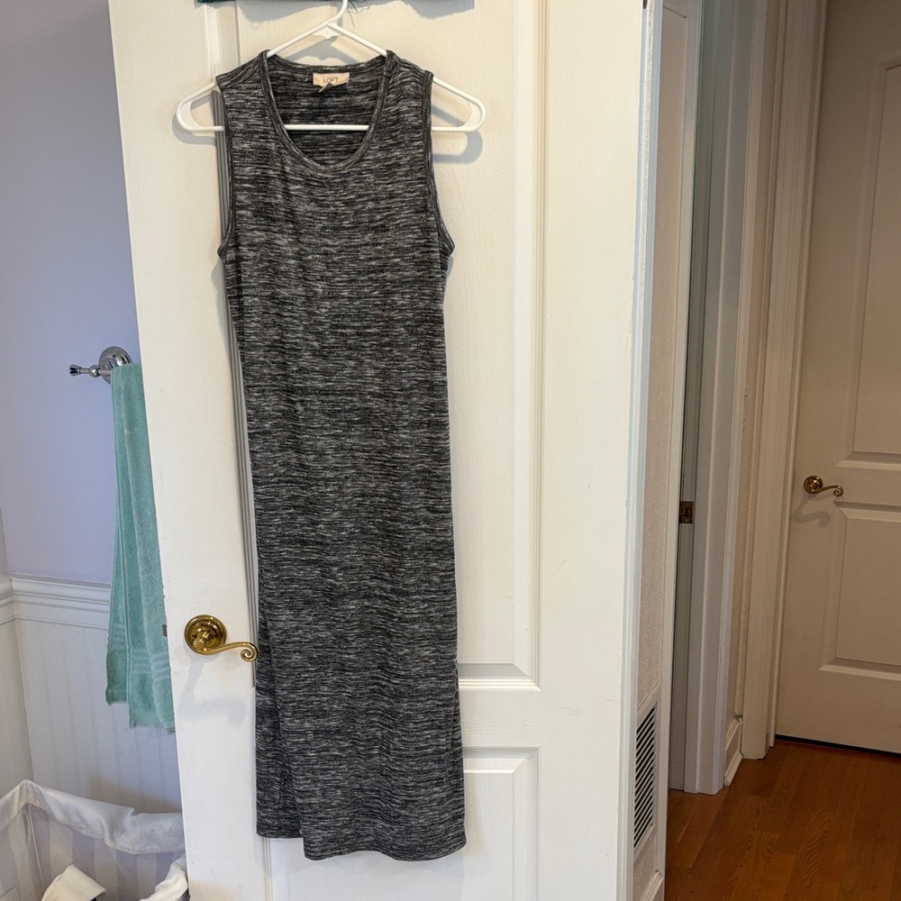 LOFT Heather Gray Sleeveless Maxi Dress
